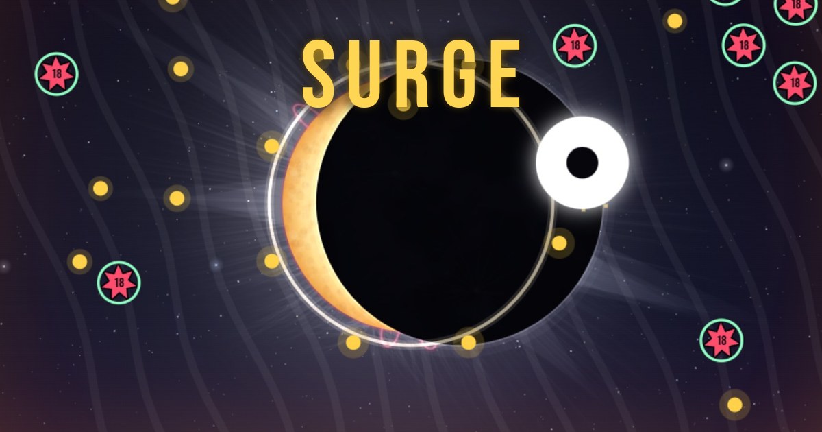 Surge: a glowing player beside an eclipse